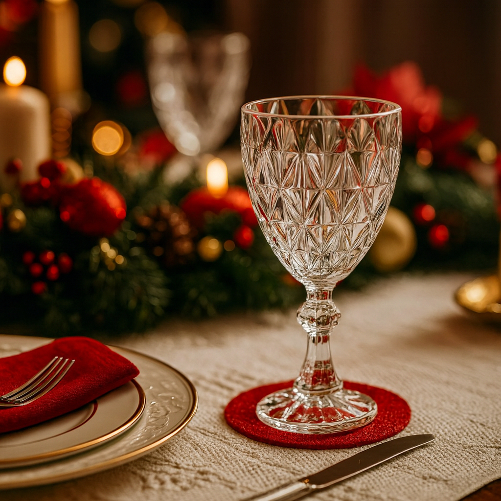 Jogo Taças Natal Natalina Mesa Posta Vidro Diamond 330ml Transparente Coquetel Presente
