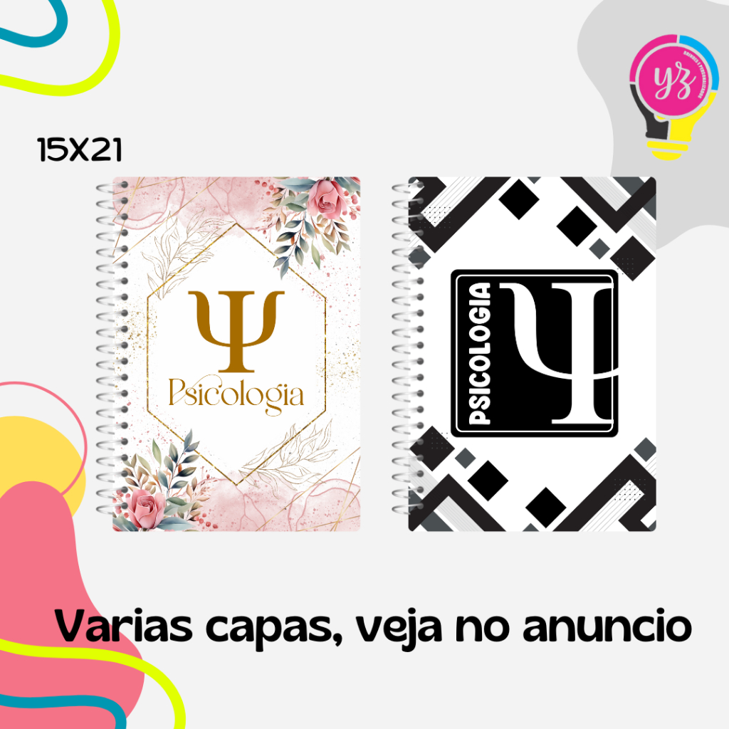 Caderno Psicologia 20, 10, 15 ou 1 matéria médio , Varias capas, em Oferta na Shopee