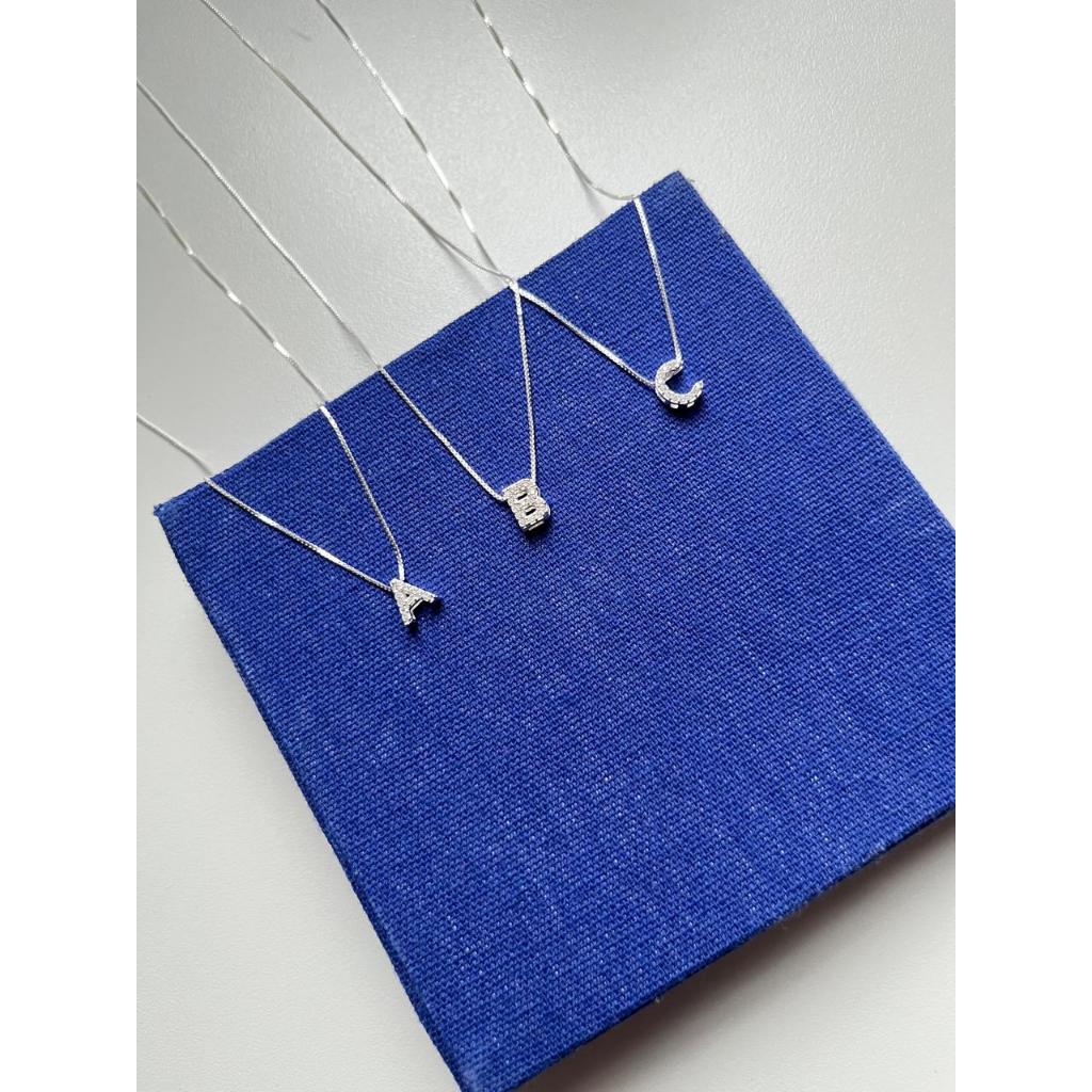 Colar Letra Personalizada Cravejada Mini Com Zirconia Ou somente o Pingente em Prata 925