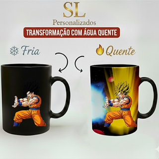 Caneca Magica - Goku Super Saiyajin lançando o Kamehameha em Oferta na Shopee