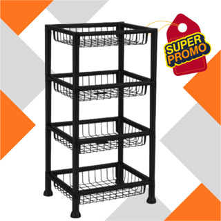 Fruteira De Chão Cesto Organizador Quadrado Com 4 Andares Empilháveis em Oferta na Shopee