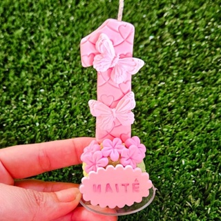 Vela Biscuit Jardim Das Borboletas  Jardim Encantado Topo de Bolo em Oferta na Shopee