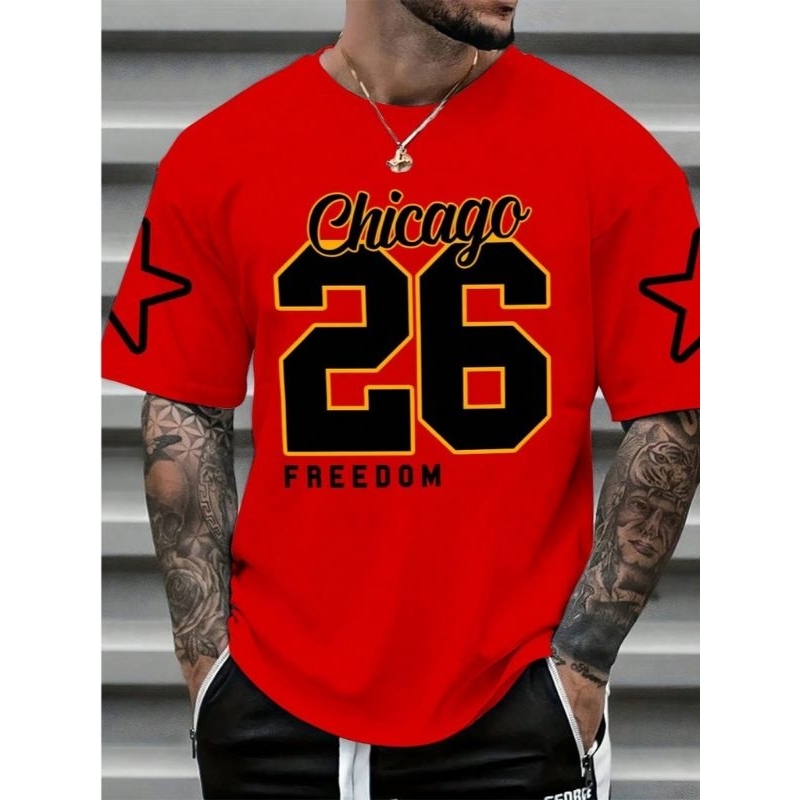 camiseta t-shirt estampada algodão basica unissex malha 30.1 costura reforçada  chicago 26 basquete stretwear Premium