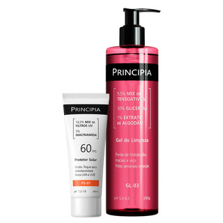 Principia Kit Todo Dia Peles Sensíveis c/ Gel de Limpeza GL-03 + Protetor Solar Facial PS…