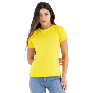 Camiseta Feminina Baby Look Lisa 100% Algodão em Oferta na Shopee