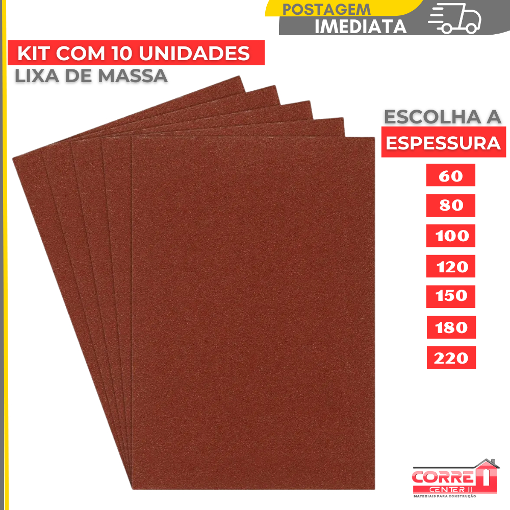 Lixa Para Massa Kit Parede Reboco Massa Corrida Gesso 60 A 220 - Lixas Tatu em Oferta na Shopee