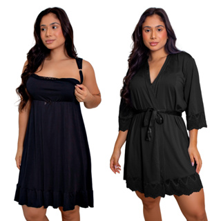 Camisola de Amamentação Grande Com Robe de Romantic e Renda em Oferta na Shopee