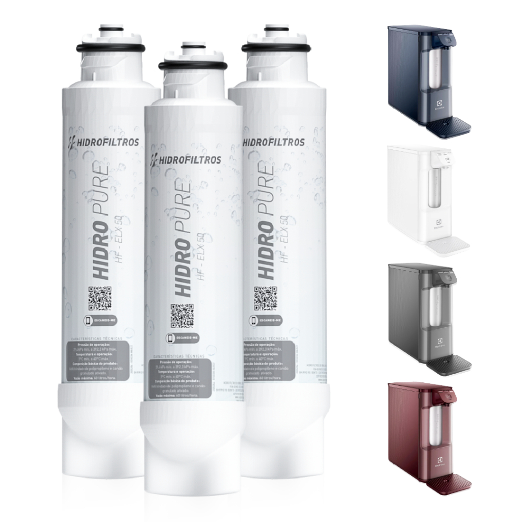 Kit 3/2/1 Refil Purificador Compativel Bebedouro Purificador Electrolux PE12A, PE12B, PE12G, PE12V