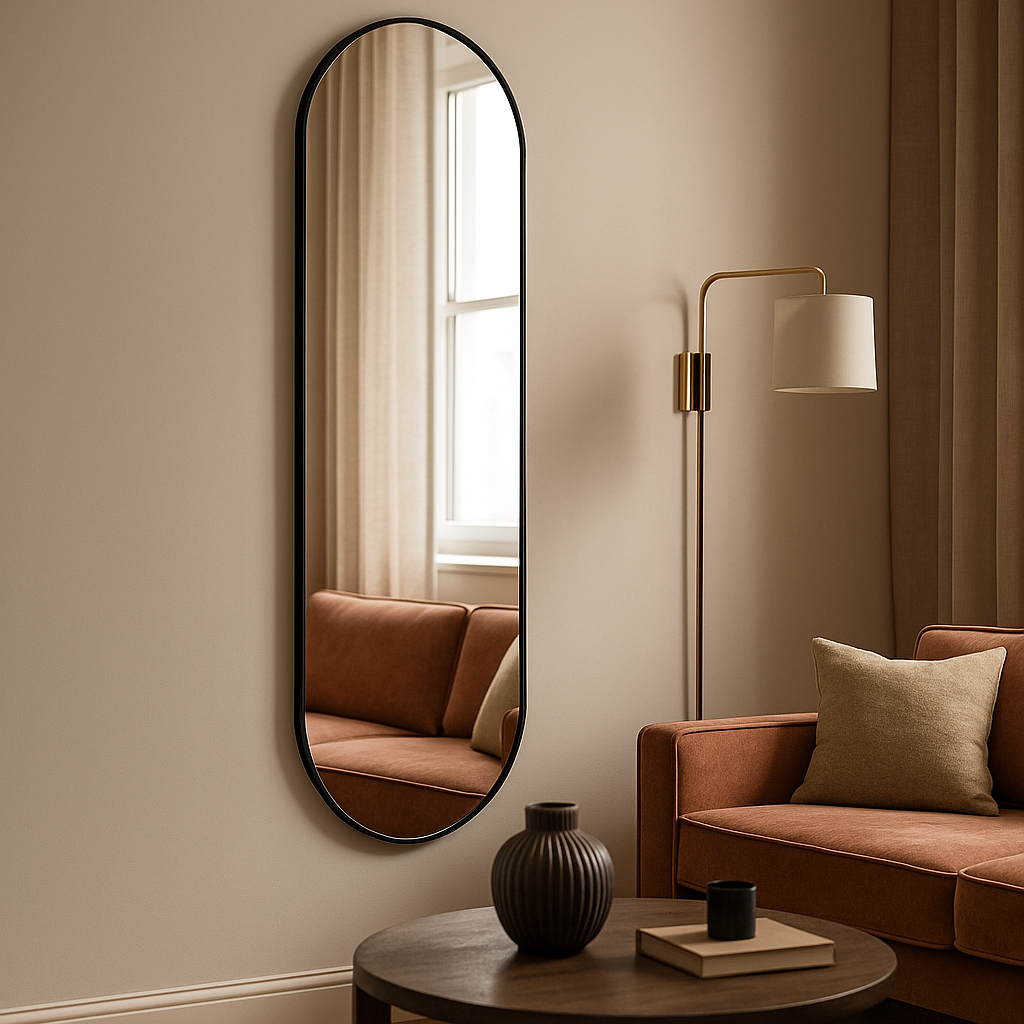 Espelho Organico Decorativo  Grande Capsula 110x30  - Modelo Capsula Com Suporte Incluso em Oferta na Shopee