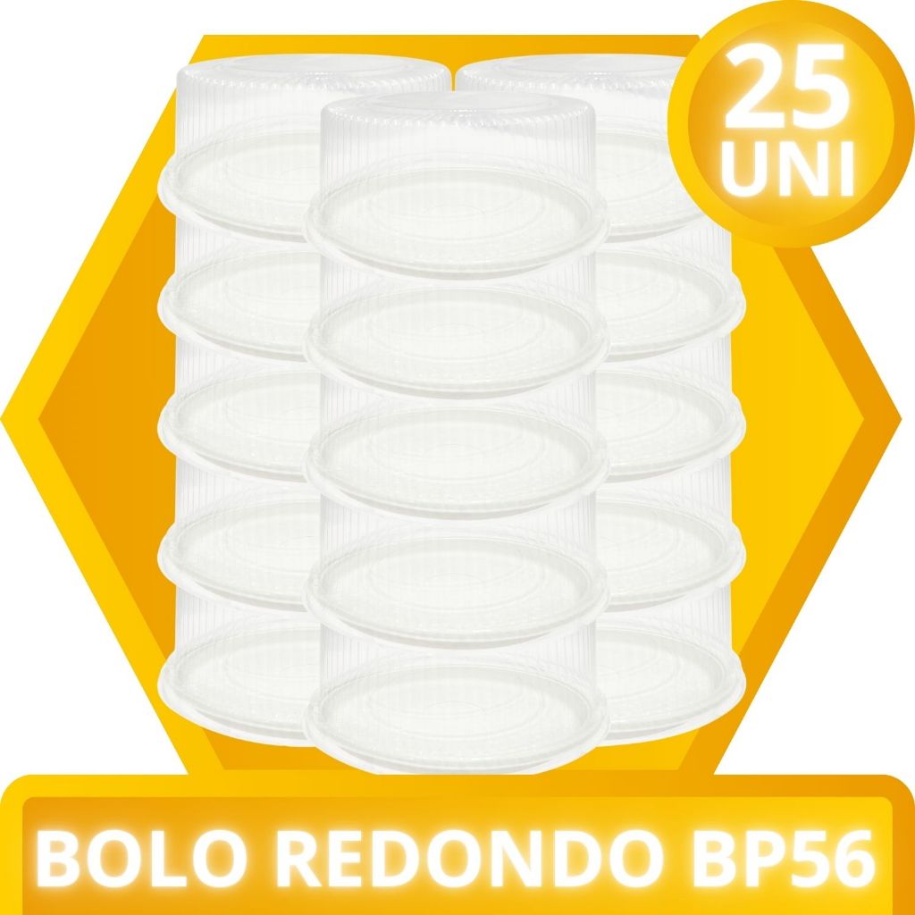 Embalagem Plástica Descartavel Multiuso Redonda Para Bolo Bp56 Com 25 Unidades