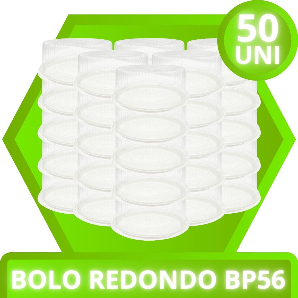 Kit 50 Unidades Embalagem Plástica Multiuso Redonda Bolo Torta Doce Modelo Bp56