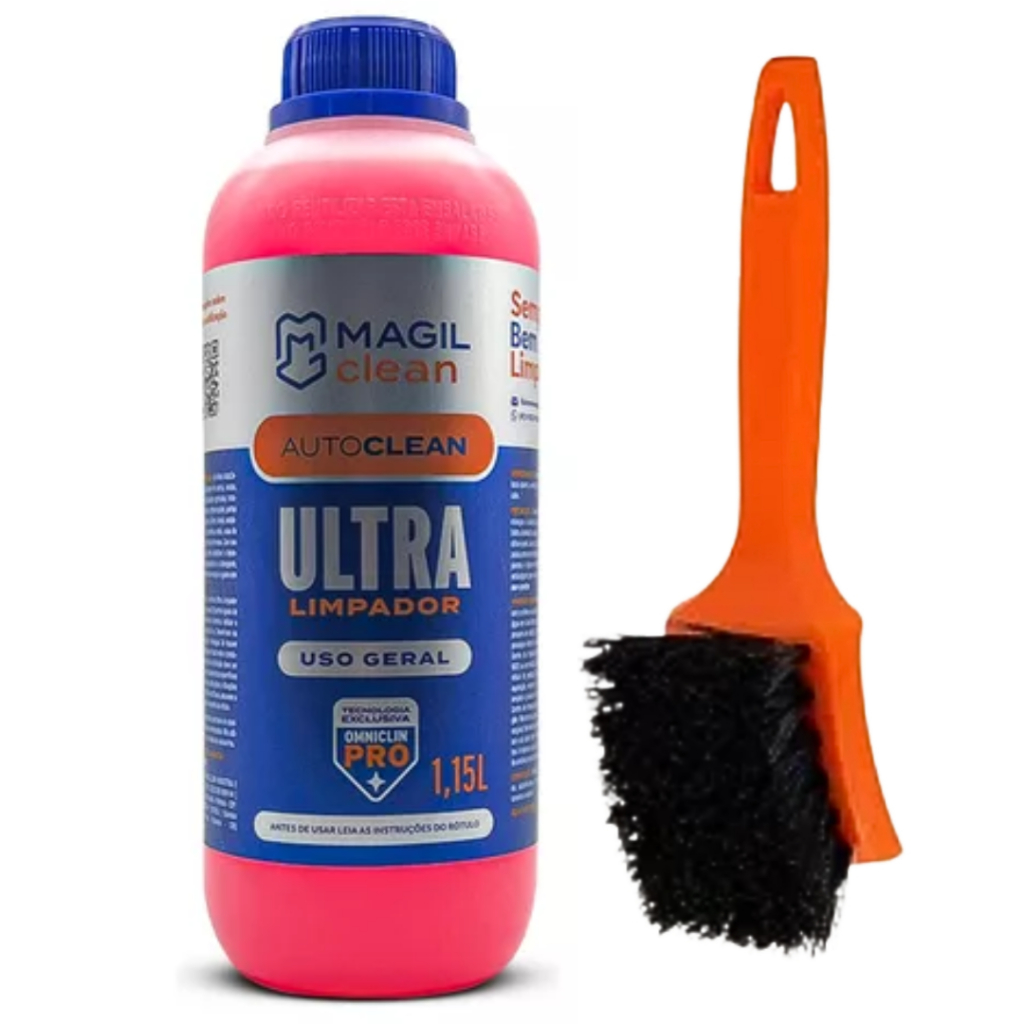 Ultra Limpador Autoclean Magil Clean 1,15L + Escova Limpa Pneu Caixa De Rodas Automotiva
