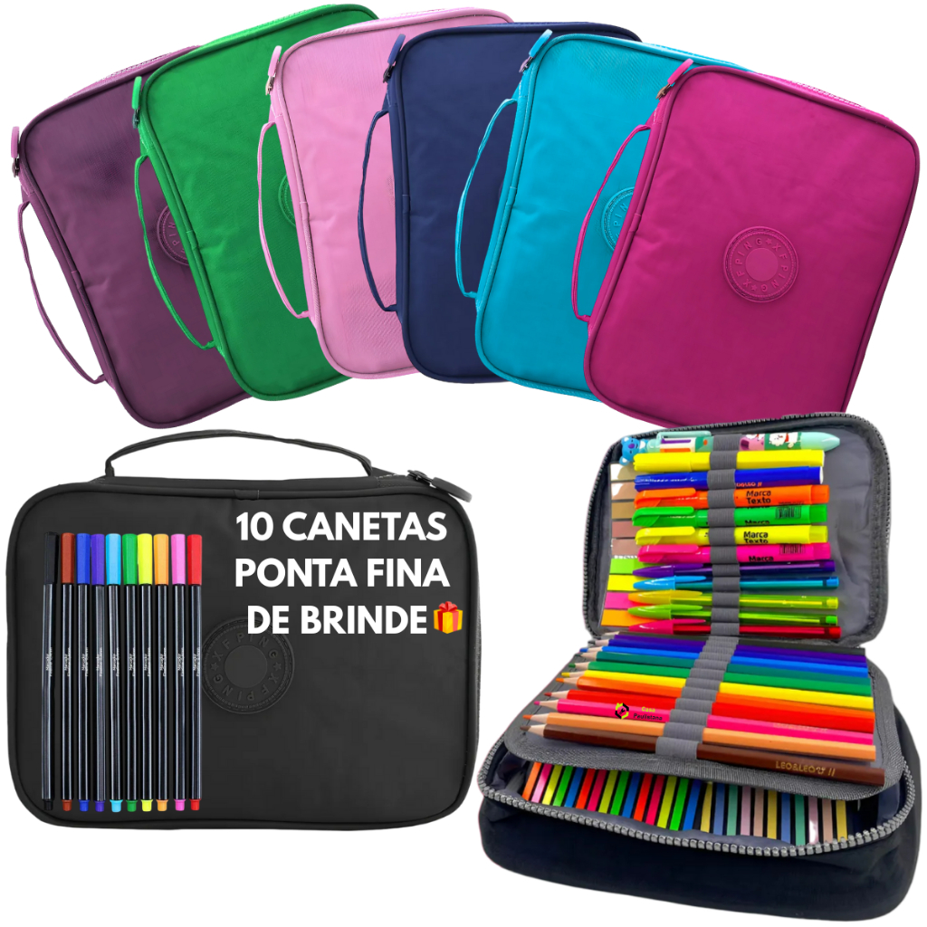 Estojo Escolar Box Organizador Jumbo Multifuncional + Brinde em Oferta na Shopee