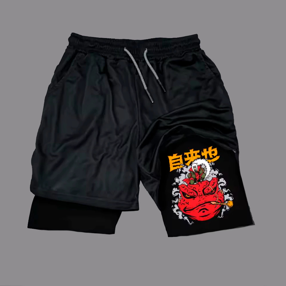 Short Bermuda 2 em 1 Compressão Academia Fitness Dry-fit Proteção Térmica UV+ Anime Naruto Jiraya