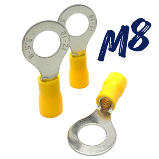 50X Terminal Pre Isolado Olhal 4mm A 6mm Amarelo Rv5.5-8 M8 (Pacote c/ 50pçs) em Oferta na Shopee