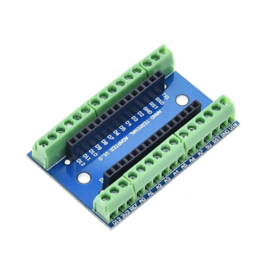 Placa Expansão Nano Borne Terminal  Para Arduino Nano Placa Soldada e Grafada para pinos