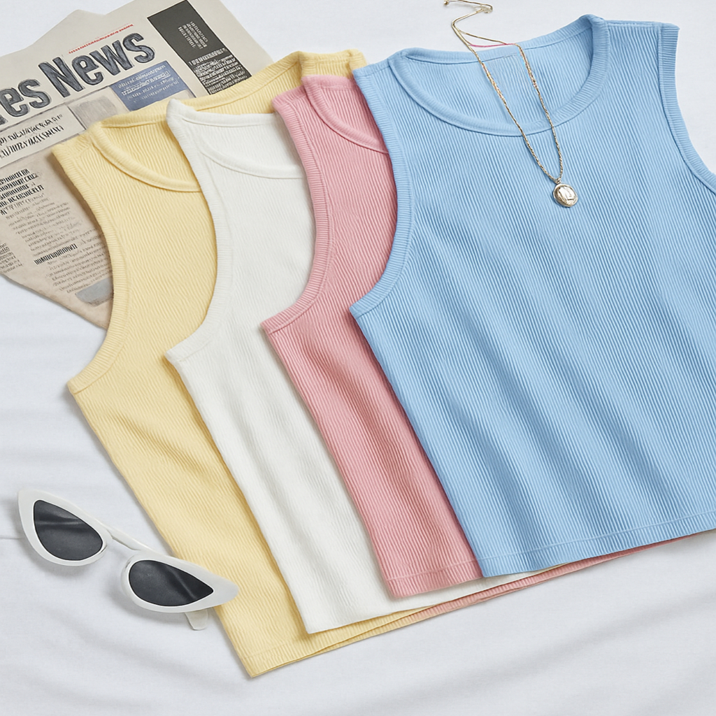 Kit 4 Blusas Femininas Croppeds Regata Canelada em Oferta na Shopee