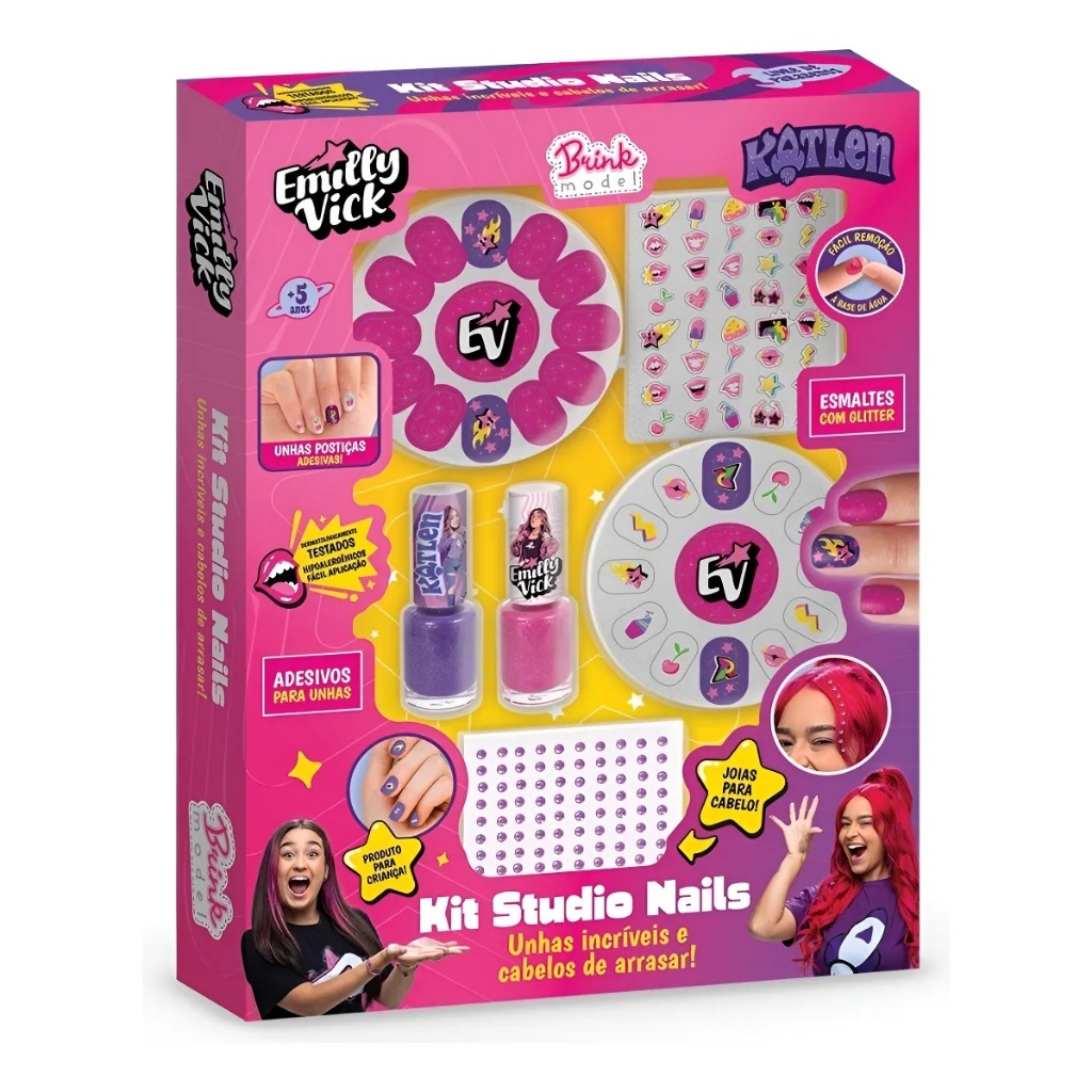 Kit Studio Nails Manicure Dos Rosa Emilly Vick E Katlen - Brink Model em Oferta na Shopee