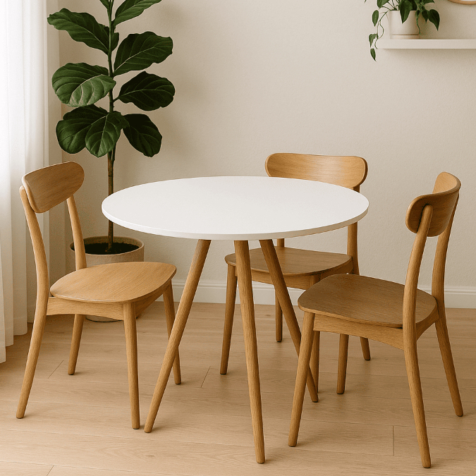 Mesa Tripé Redonda 70cm Pés em madeira para Sala de Jantar/Cozinha Decorativa em Oferta na Shopee