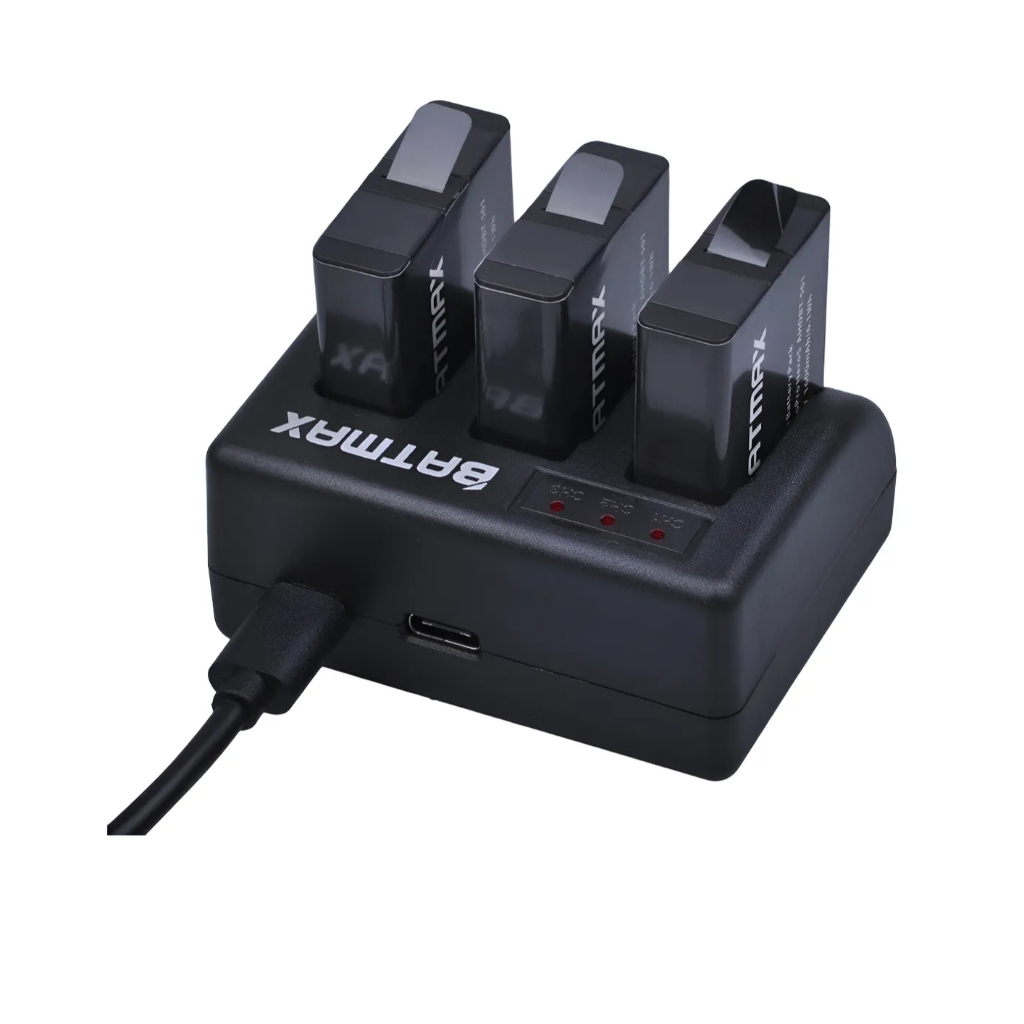 Carregador de 3 Lugares Batmax para Baterias Hero AHDBT-501