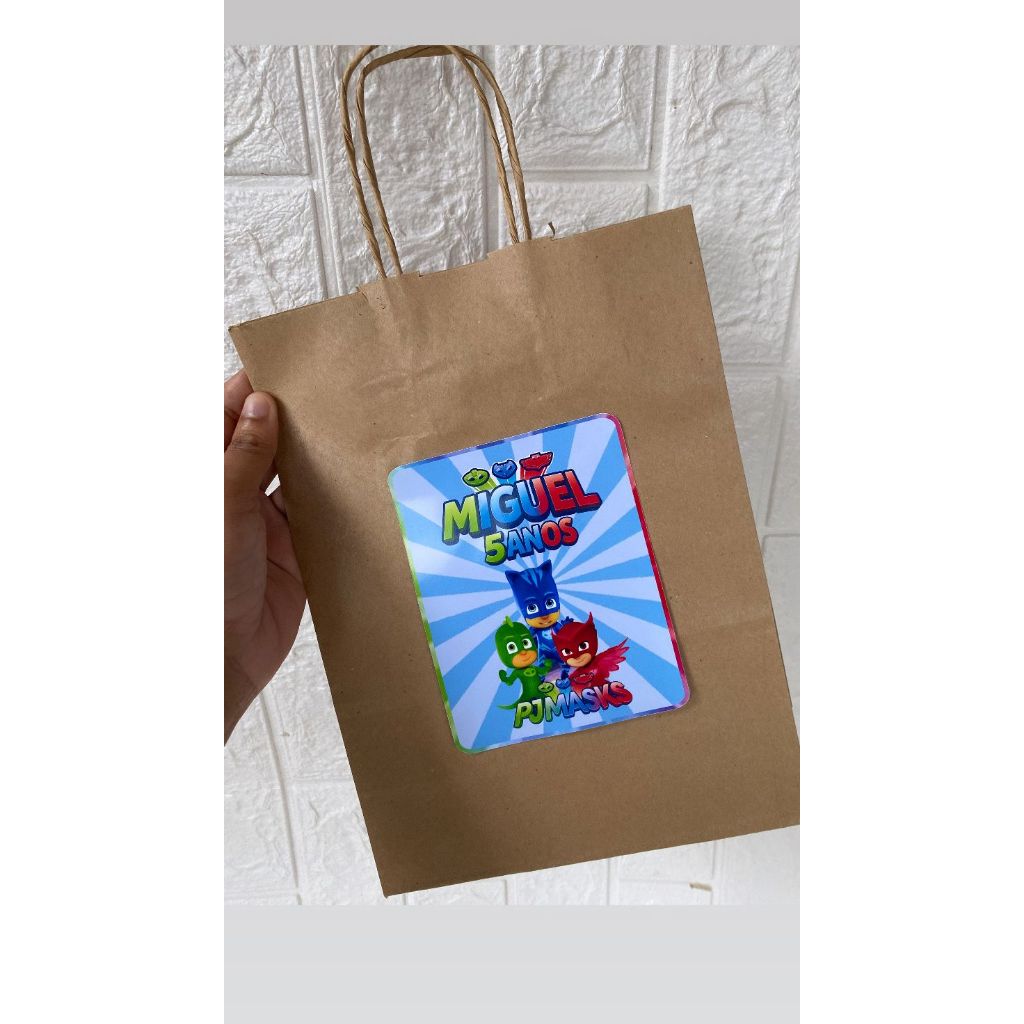 Adesivo Personalizado Lembrancinha  Para Sacolinha 12x10 Adesivo Festa Infantil para Sacolinha Adesivo PJ Masks Festa