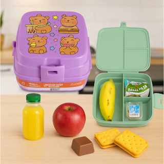 Lancheira Dupla com 4 Divisórias Infantil Safari Capivara e Lanche Marmita Lanche Escolar Marmitinha em Oferta na Shopee