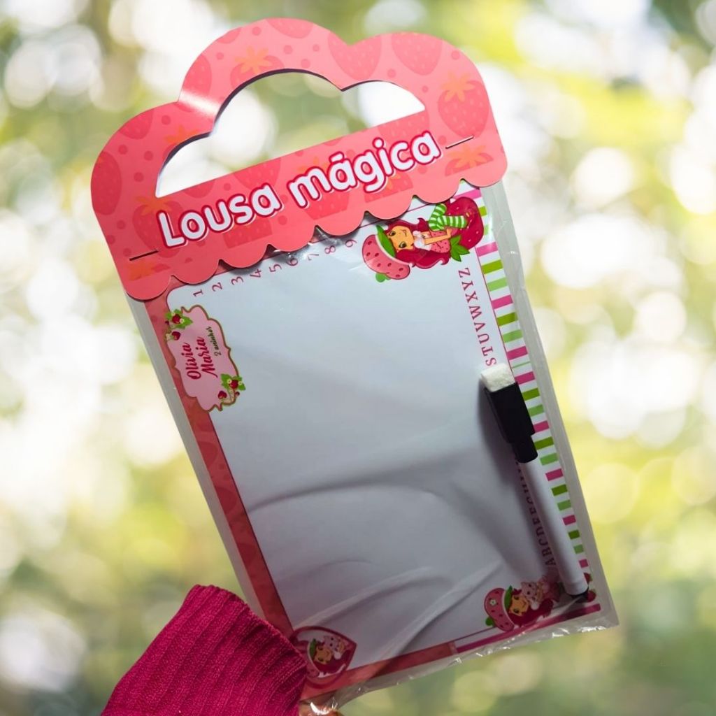 Lousa Mágica 3 em 1 Moranguinho - Lousa mágica Moranguinho - Lembrancinha Moranguinho