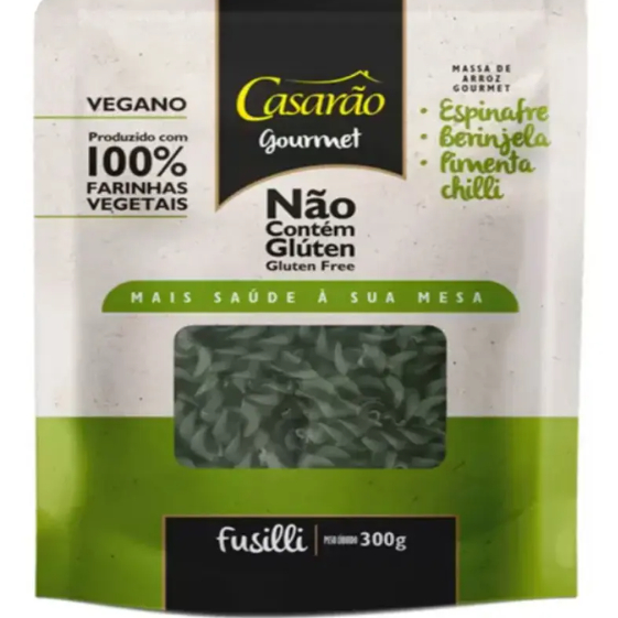 MASSA FUSILI CASARAO 300G ESPINAFRE/BERIJELA/PIMENTA CHILLI - CASARAO