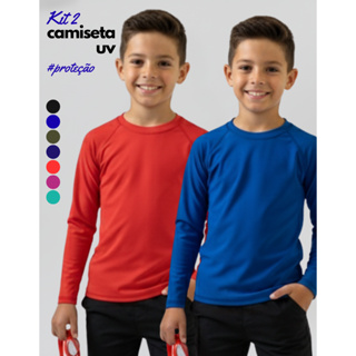 Kit 2 Camisetas Manga Longa UV Infantil Proteção Solar Conforto Alta Qualidade em Oferta na Shopee