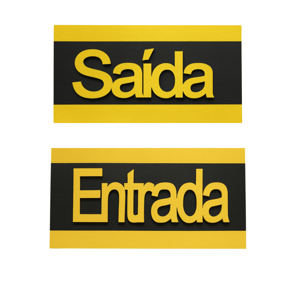 Placa Sinalizadora De Sinalização Entrada E Saída De Eva Com Autoadesivo