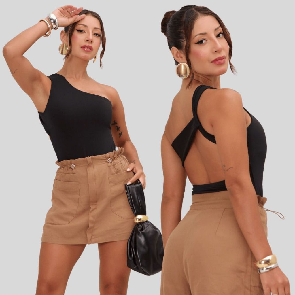 Body Mula Manca De Um Ombro Só Assimétrica Costas Nua Vazada Suplex em Oferta na Shopee