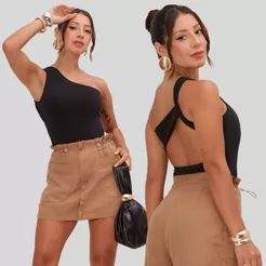 Body Mula Manca De Um Ombro Só Assimétrica Costas Nua Vazada Suplex