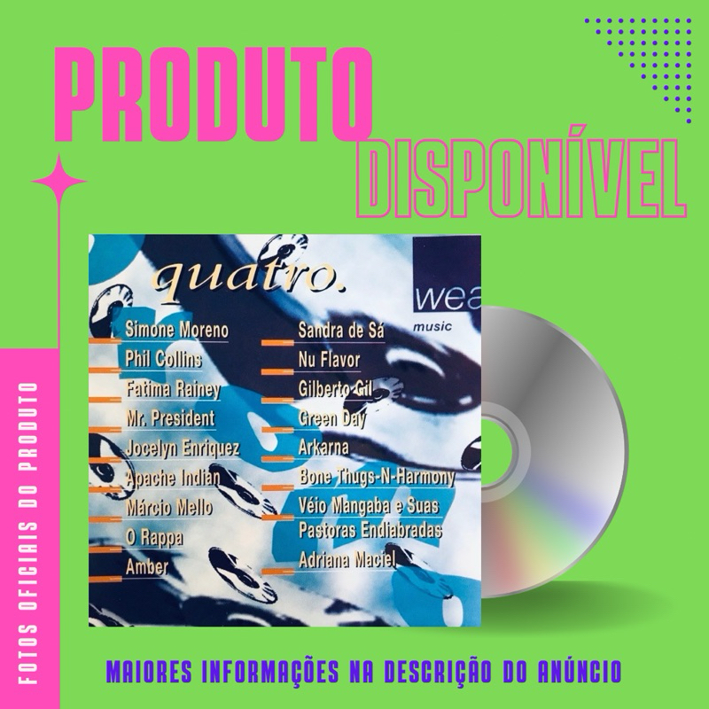 CD WEA MUSIC PROMO QUATRO - GILBERTO GIL, SANDRA DE SÁ, O RAPPA, GREEN DAY e etc)