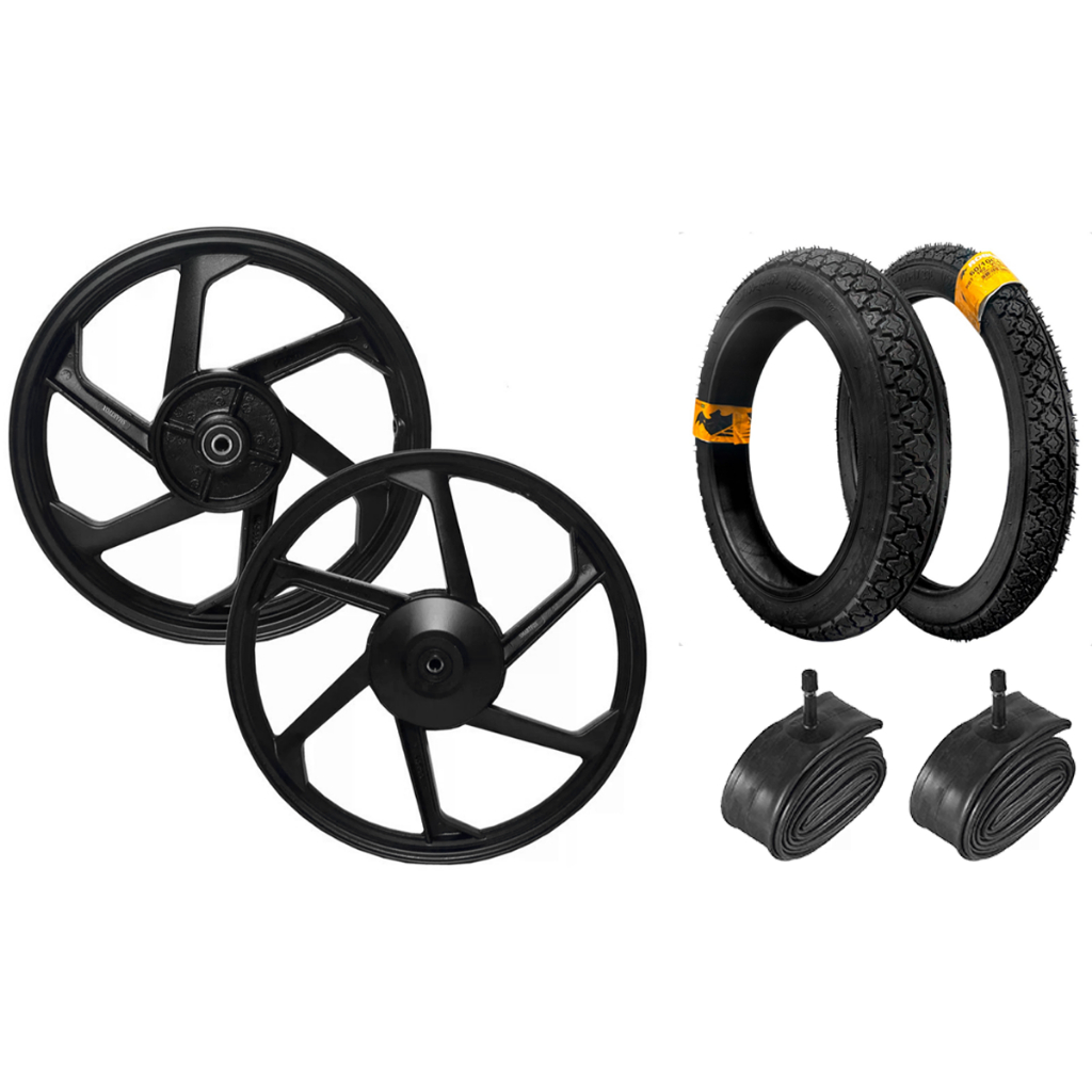Par Roda Liga Leve 6 Palitos Biz 100 110 125 Ks Freio Tambor + Pneus Robust + Câmaras
