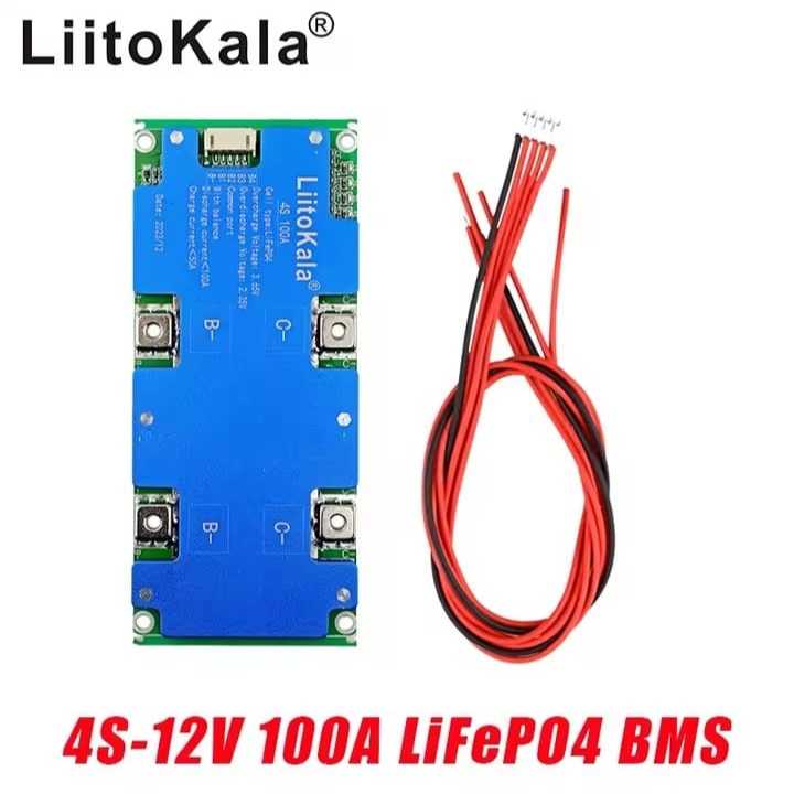 BMS LiitoKala 4S 12V 100A  LiFePo4 Placa circuito proteção de bateria ferro lítio balanceado