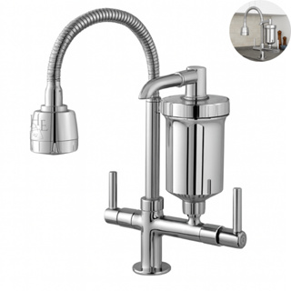 Torneira Gourmet Filtro De Bancada Cozinha Flexível Jato Duplo Cromada 1/4 de volta Luxo em Oferta na Shopee