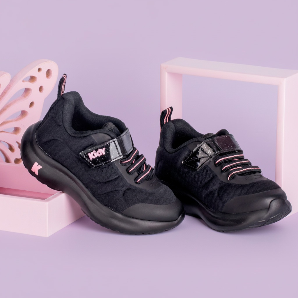 Tênis Infantil Menina Kidy Nuvem Esportivo Preto Confortável Calce Fácil Escolar Antiderrapante em Oferta na Shopee