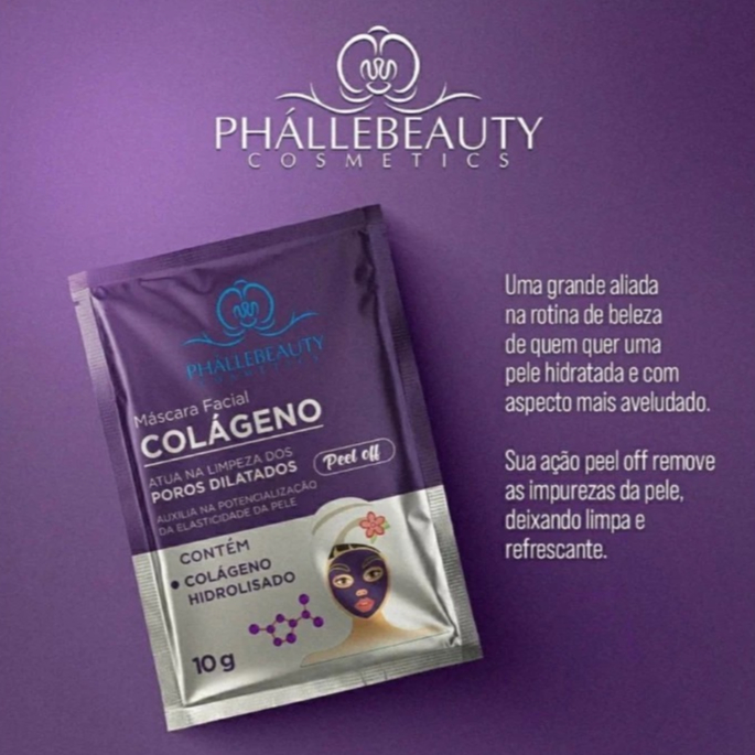 Máscara Facial Colágeno Peel Off Colágeno PhálleBeauty Alta Qualidade Festa das Cores