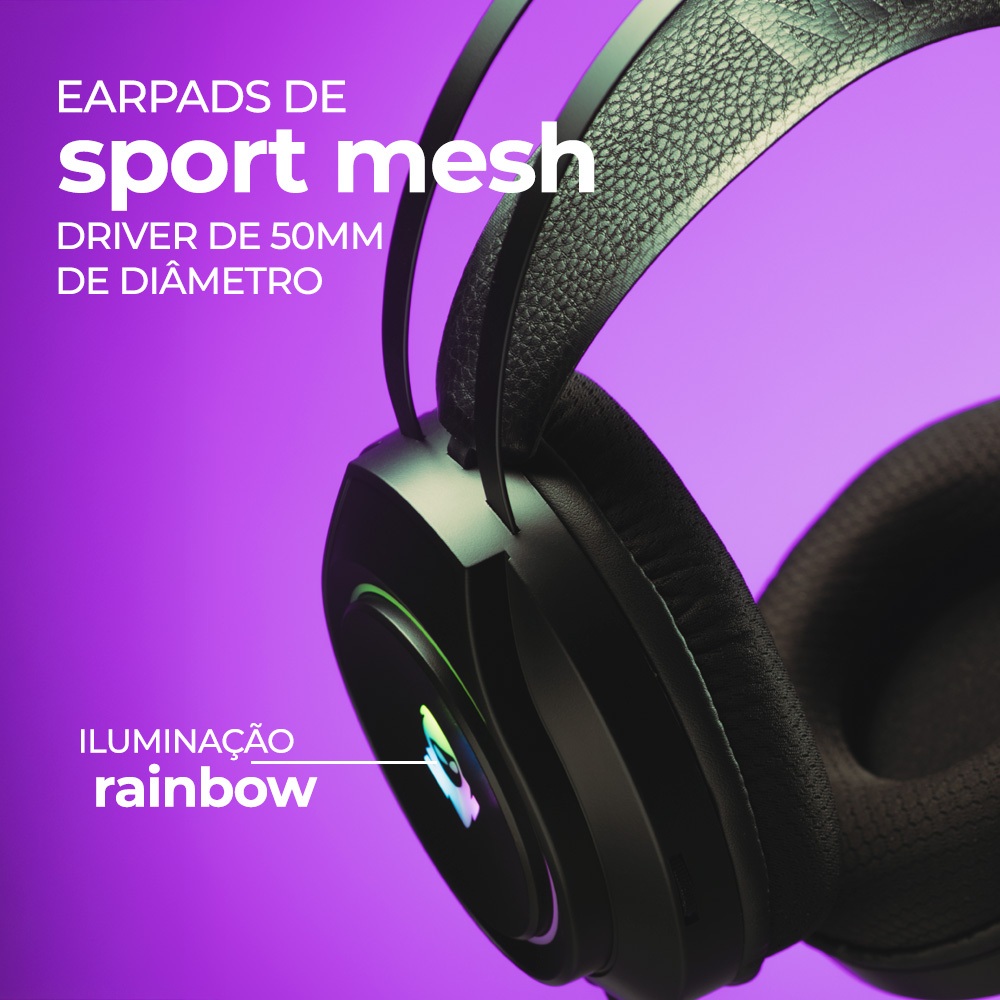 Headset Gamer Mancer Crater, RGB, Drivers 50mm, Preto, MCR-CRT-RGB01 · foto 2