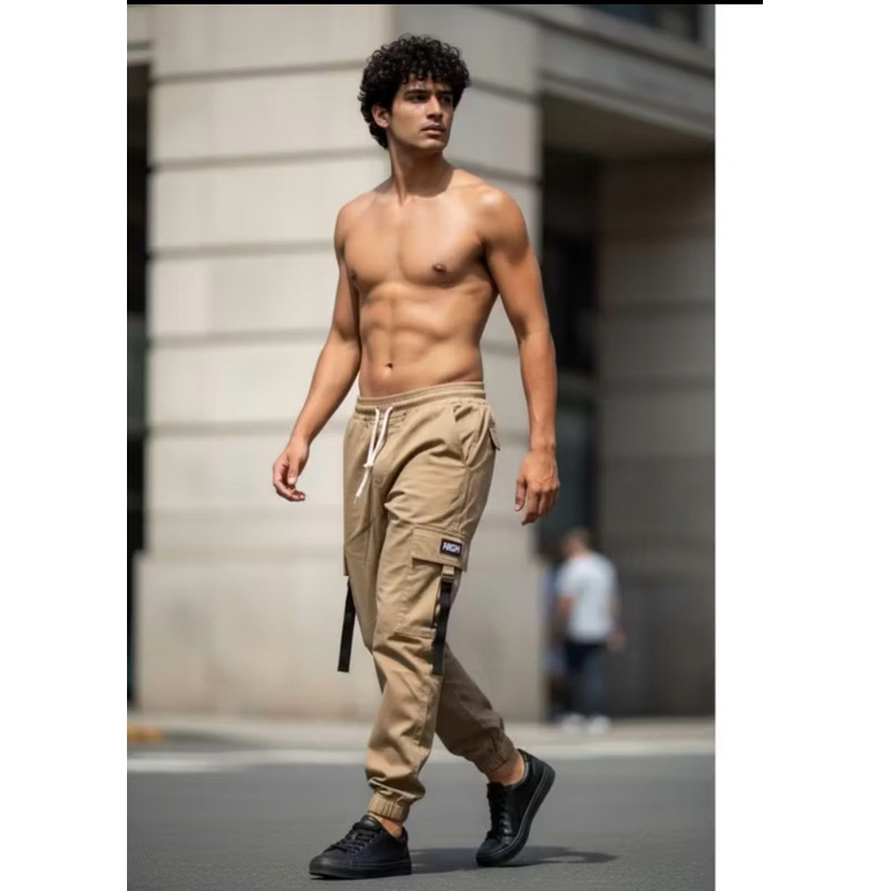 calça cargo com fita