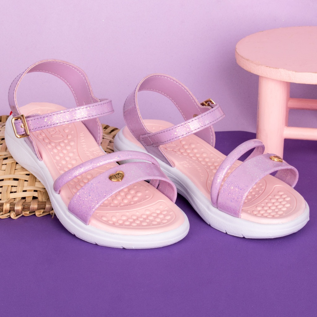Sandália Infantil Menina Kidy Fly Lilás Moda Praia Delicada Conforto Anatômico Boia Unicórnio