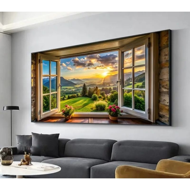 ✨ Quadro Decorativo Janela Aberta com Paisagem – Impressão HD em MDF e Adesivo Vinílico ✨