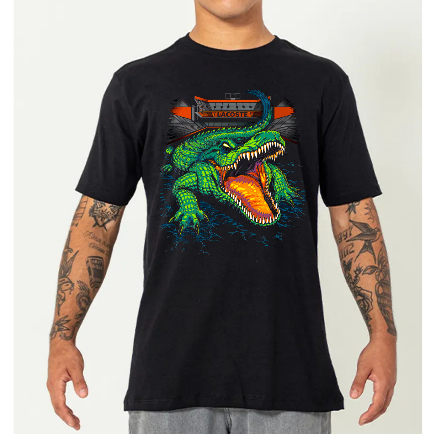 Camiseta Masculina Jacaré Estampado Camisa Algodão La