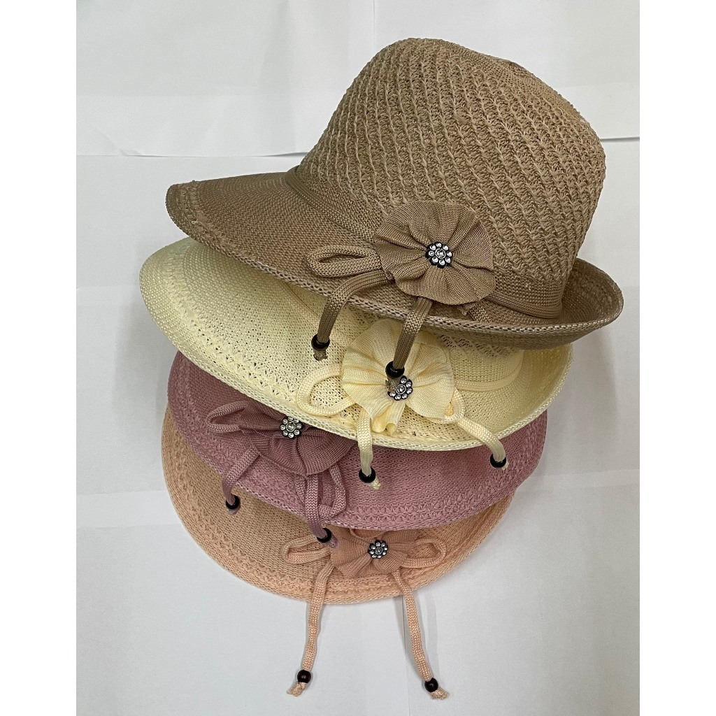 Chapeus De Praia Viseira Palha Laço Flor Sombreiro Feminina Estiloso