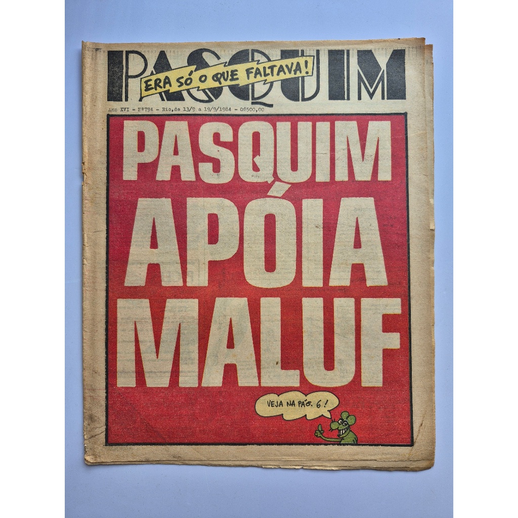 Jornal Pasquim N.794 1984 Pasquim Apoia Maluf