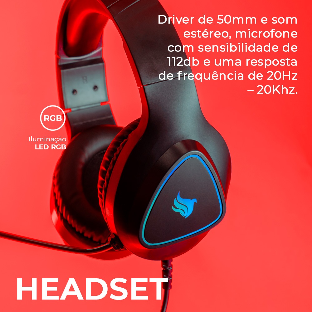 Detalhes do COMBO GAMER PICHAU NETUNO 4X1, TECLADO ABNT2, MOUSE 8000DPI, MOUSEPAD, HEADSET 50MM, PG-NTN-RBW01