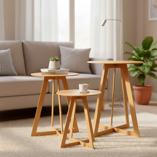 Trio de Mesas em MDF Cru para Decoração de Festa Aniversário Eventos Mesa Triangular Personalizável Desmontável e Leve em Oferta na Shopee