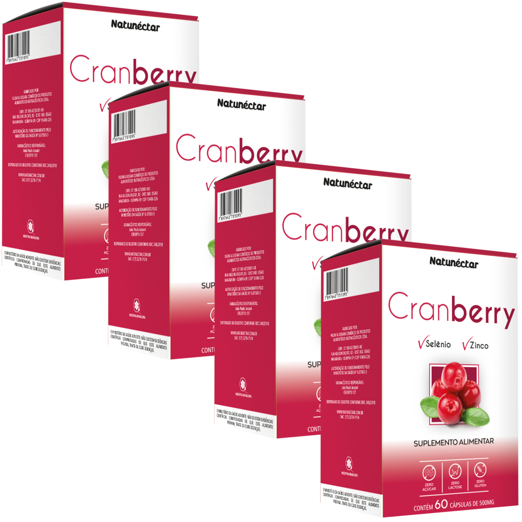 Kit Combo 04 UND Cranberry 500mg - 240 Cápsulas - Natunéctar em Oferta na Shopee