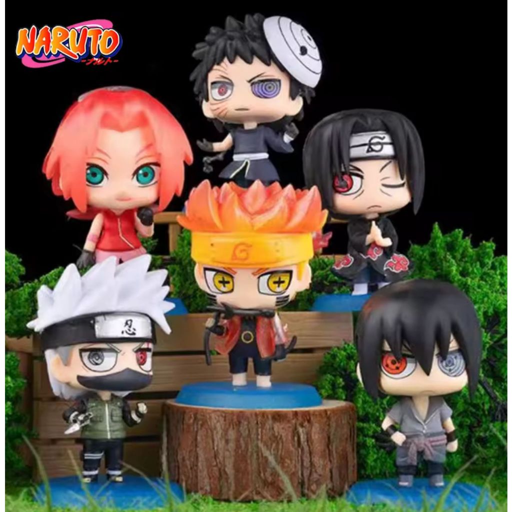 Action Figure do anime Naruto, personagens Uzumaki Naruto, Uchiha Sasuke, Sakura, Hatake Kakashi, Uchiha Obito