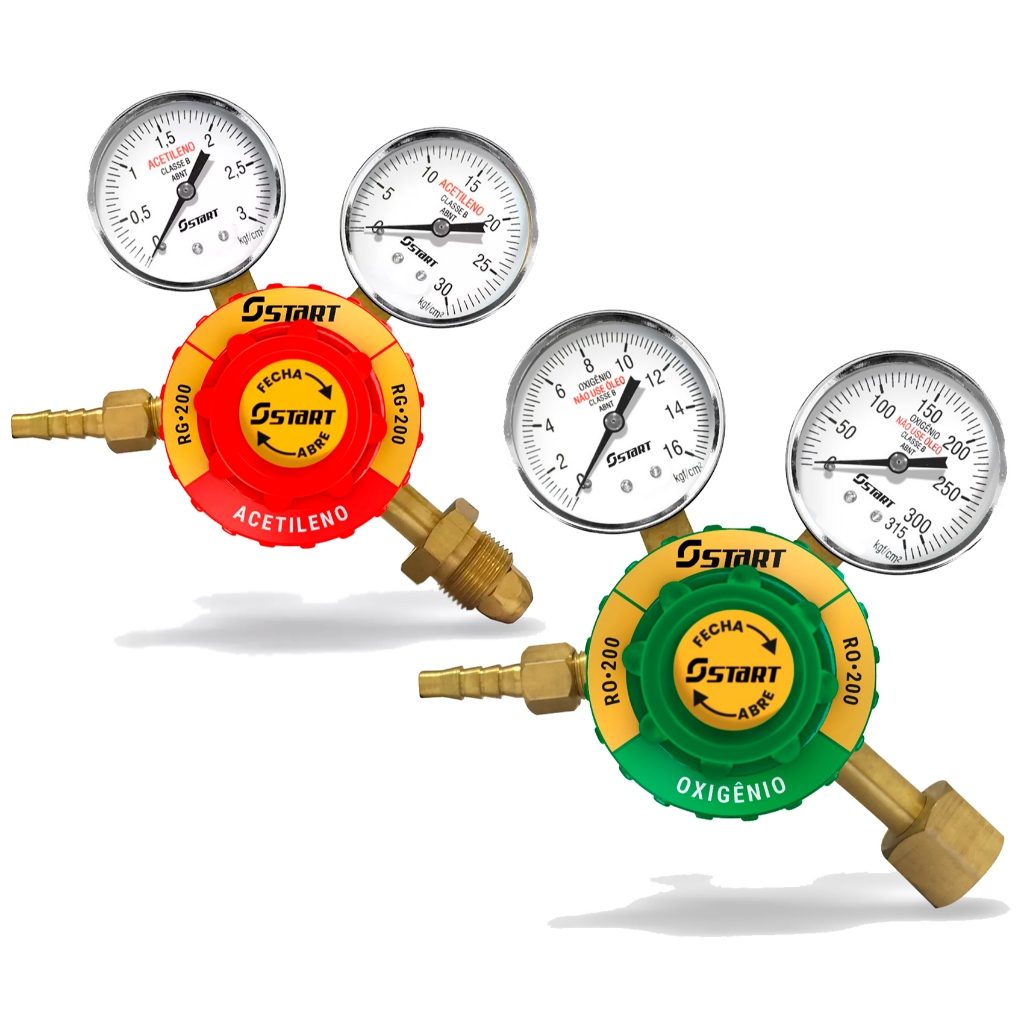 Regulador De Oxigênio + Regulador De Acetileno Alta Pressão Start